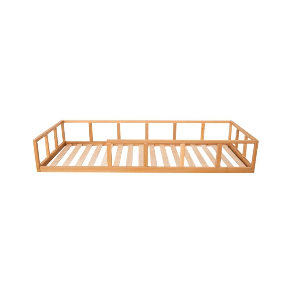 Montessori Busy Wood Montessori Floor Bed With Rails and Slats Model 10 Full Size