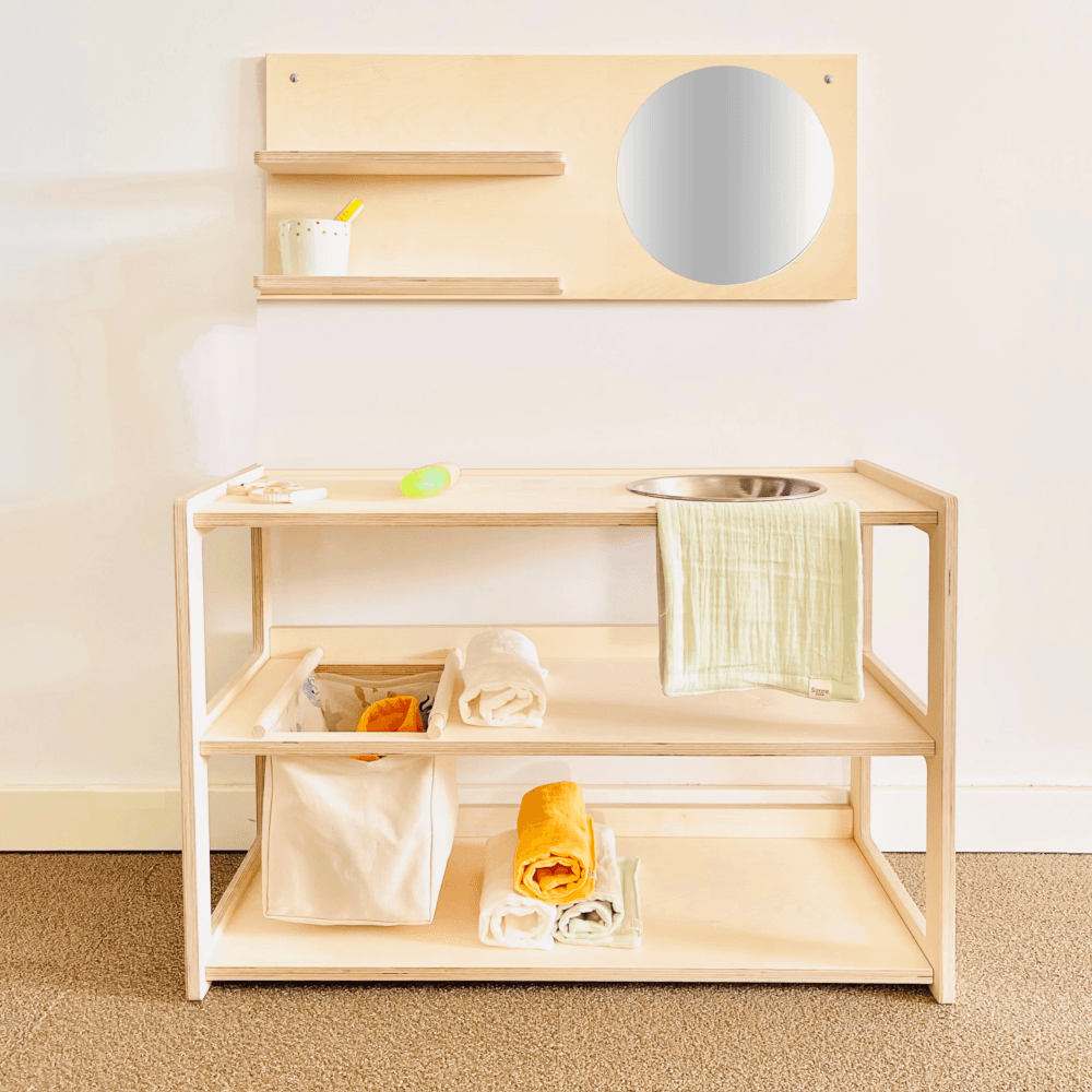 Montessori Simre Kids Self-Care Station With Dirty Clothes Hamper