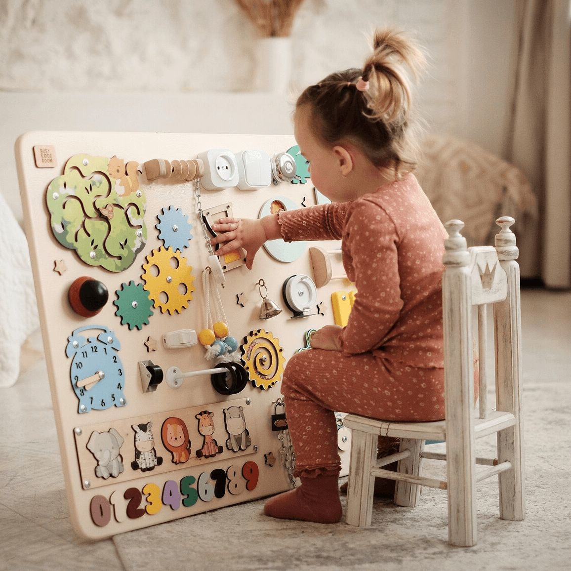 Montessori Busy Kiddo Room XL Busy Board With Stand