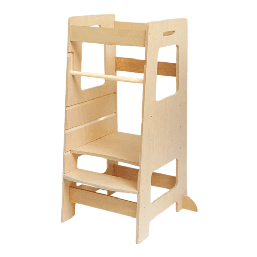Montessori Wood City Learning Tower With Adjustable Height Burlywood