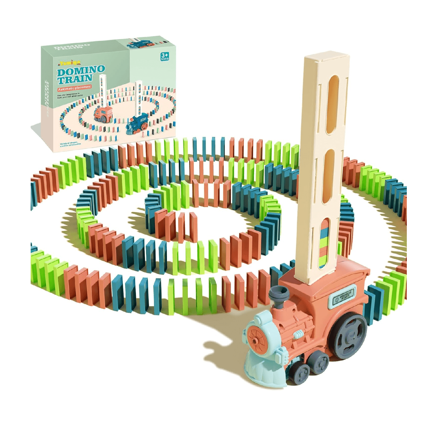 Montessori Yumiga Domino Games With Train 200 Pieces Pink