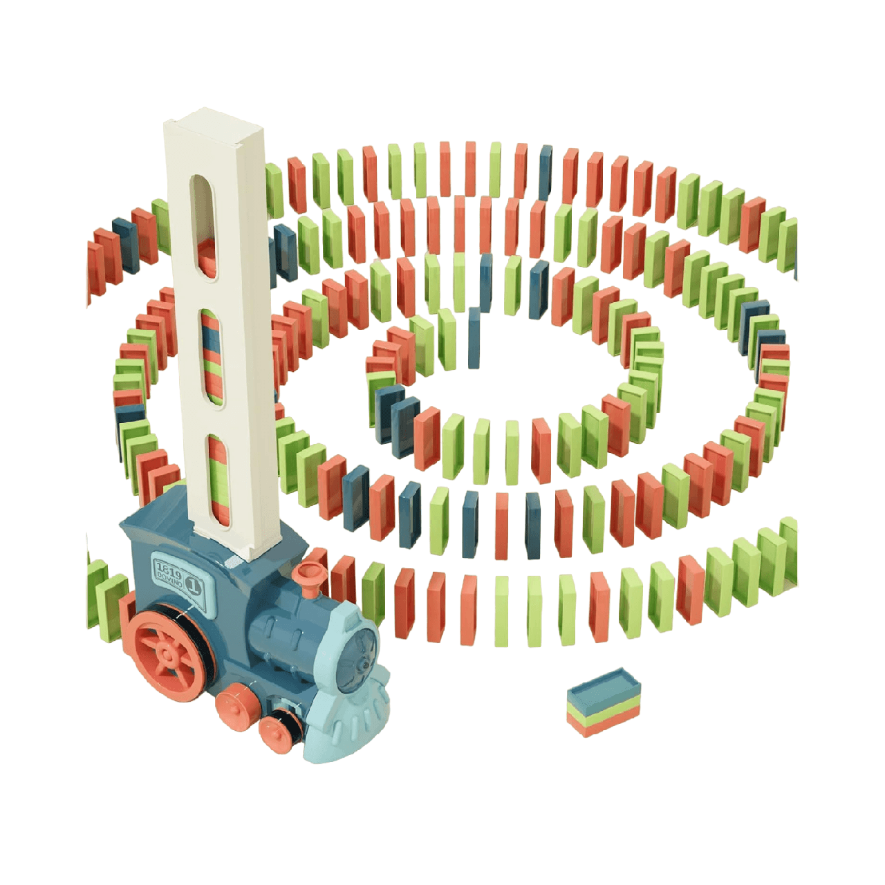 Montessori Prephy Domino Games With Train 180 Pieces Morandi Blue