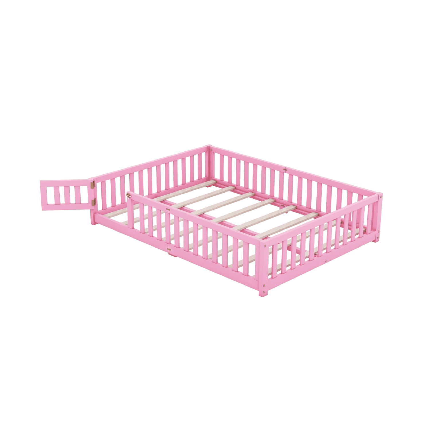 Montessori Bellemave Queen Size Floor Bed With Rails & Slats Pink