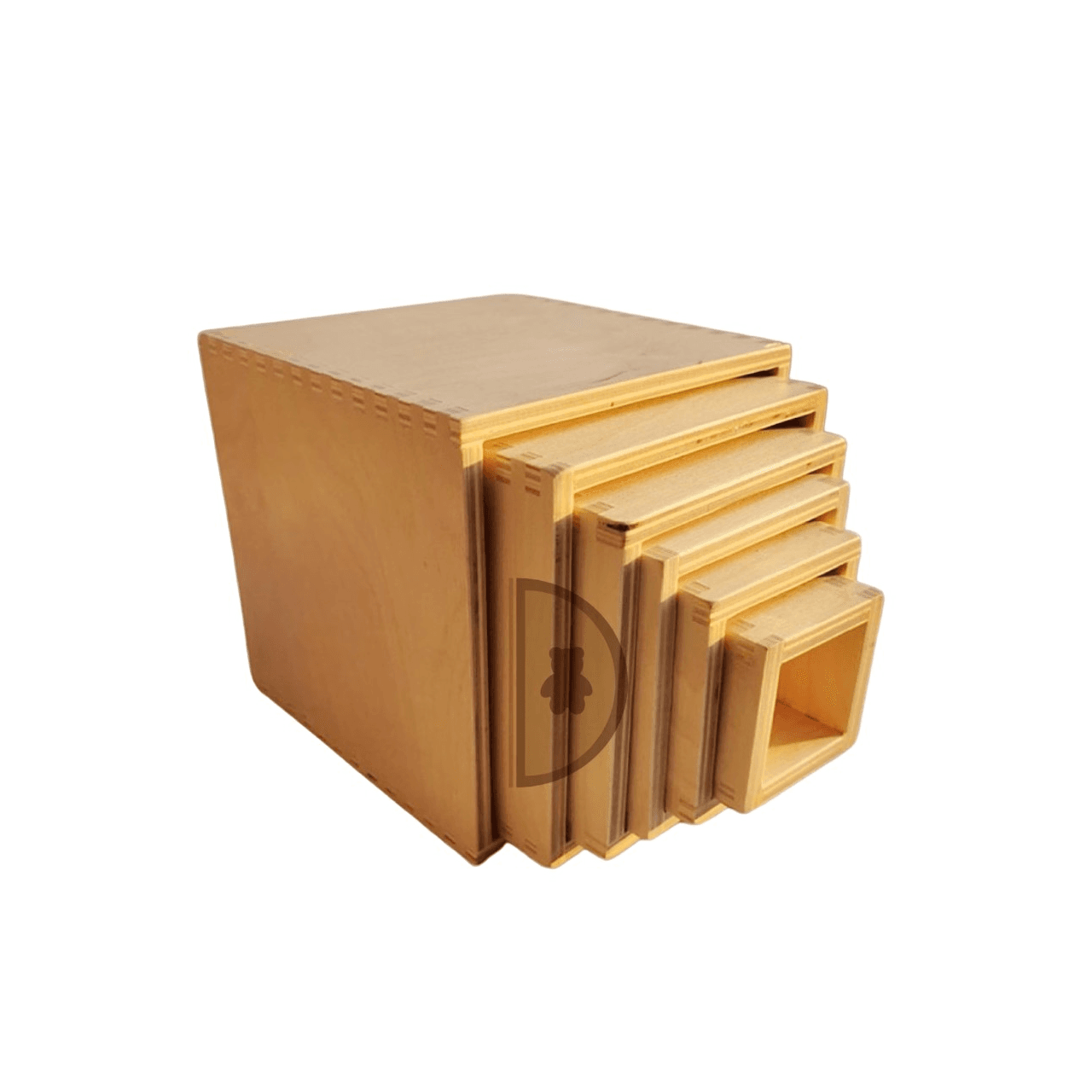 Montessori Di Little Corner 6 Pieces Wooden Nesting Boxes Unfinished Wood