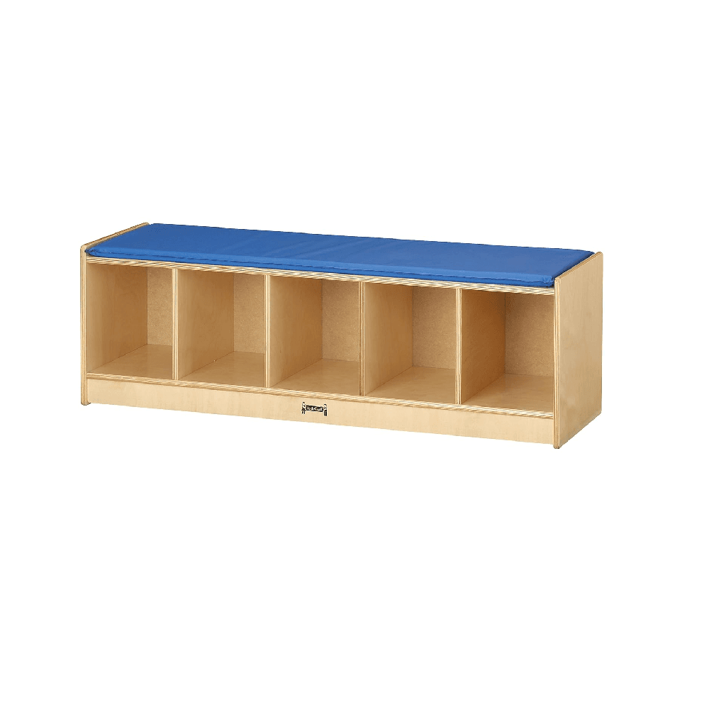 Montessori Jonti-Craft 5-Section Bench Locker With Blue Cushion