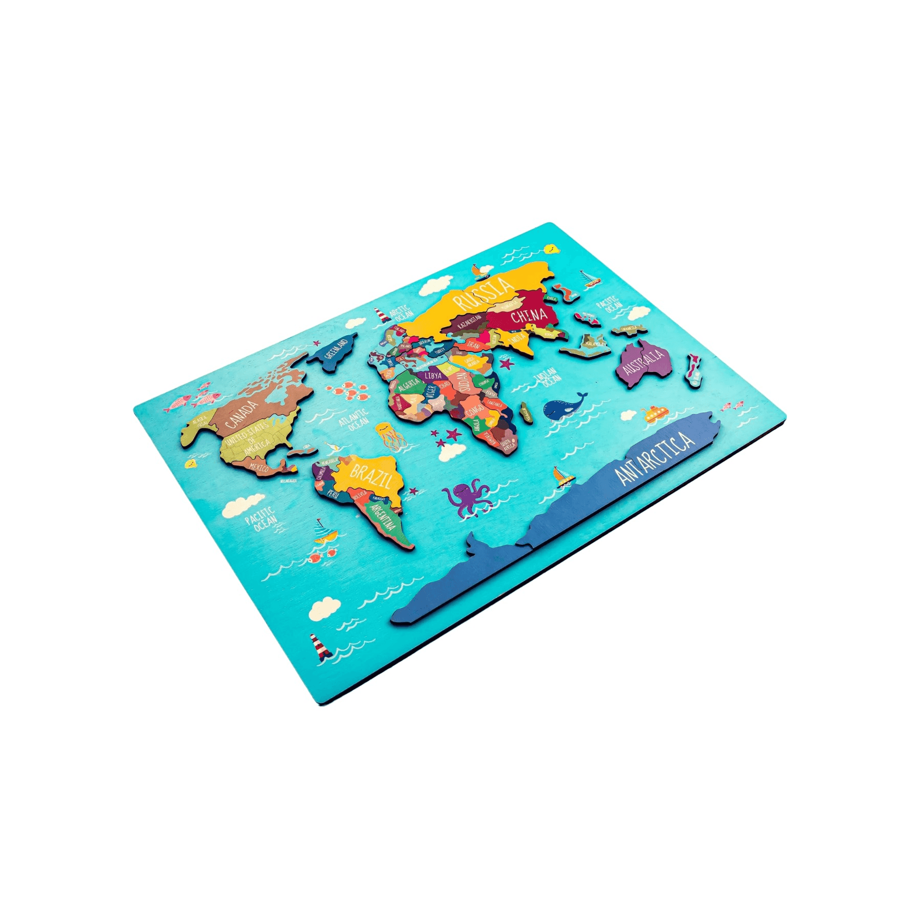 Montessori Eco Baby Puzzle World Map Toy With Bag and Stand