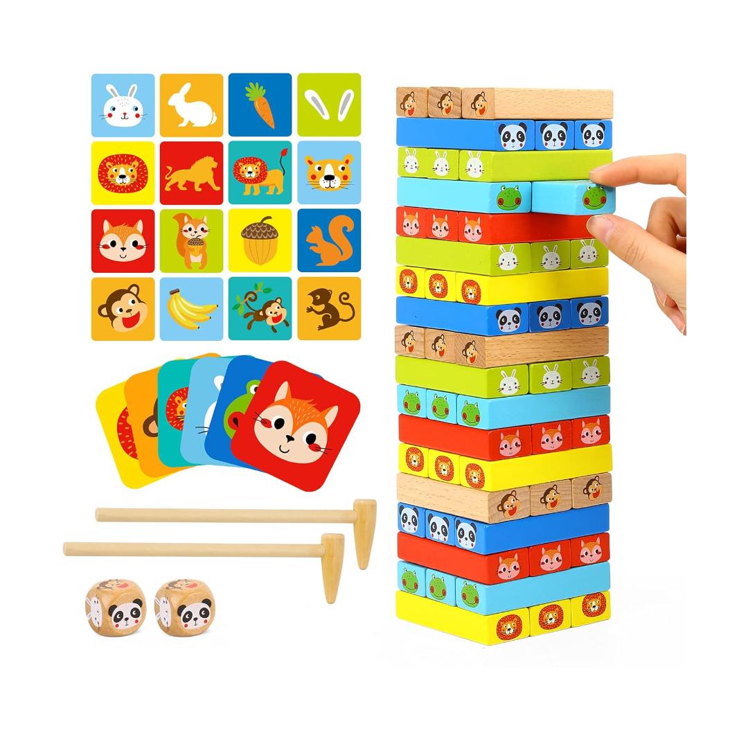 Montessori TOOKYLAND Colorful Wooden Blocks Stacking Board Game