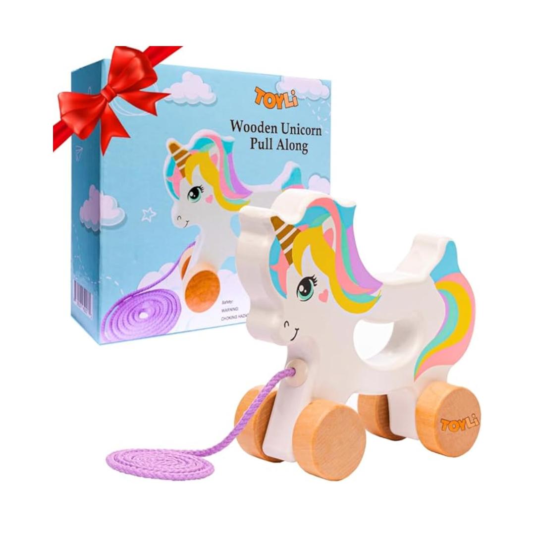 Montessori TOYLI Wooden Unicorn Pull Along Toy