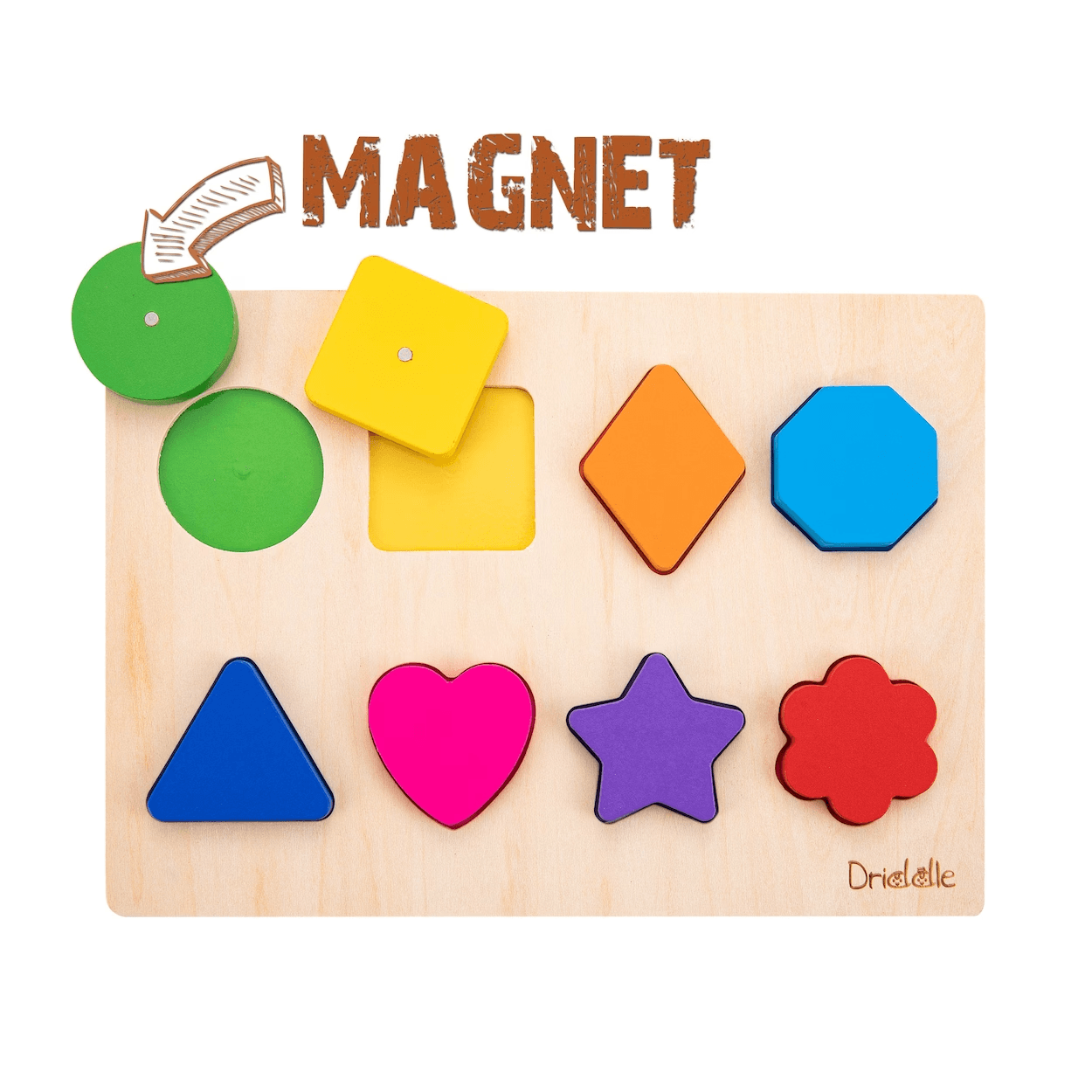 Montessori Driddle4Little Magnetic Wooden Color &#038; Shape Puzzle
