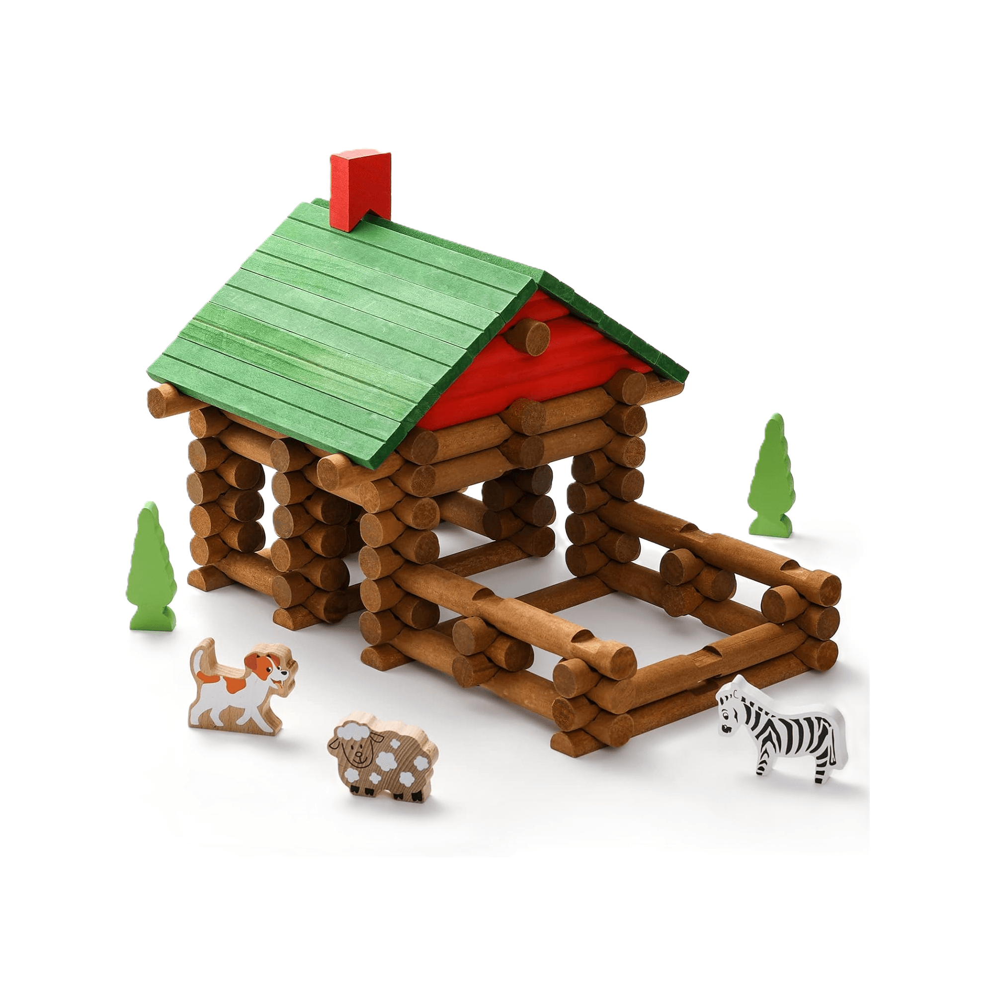 Montessori SainSmart Jr. Wooden Log Set 110 Pieces Farm