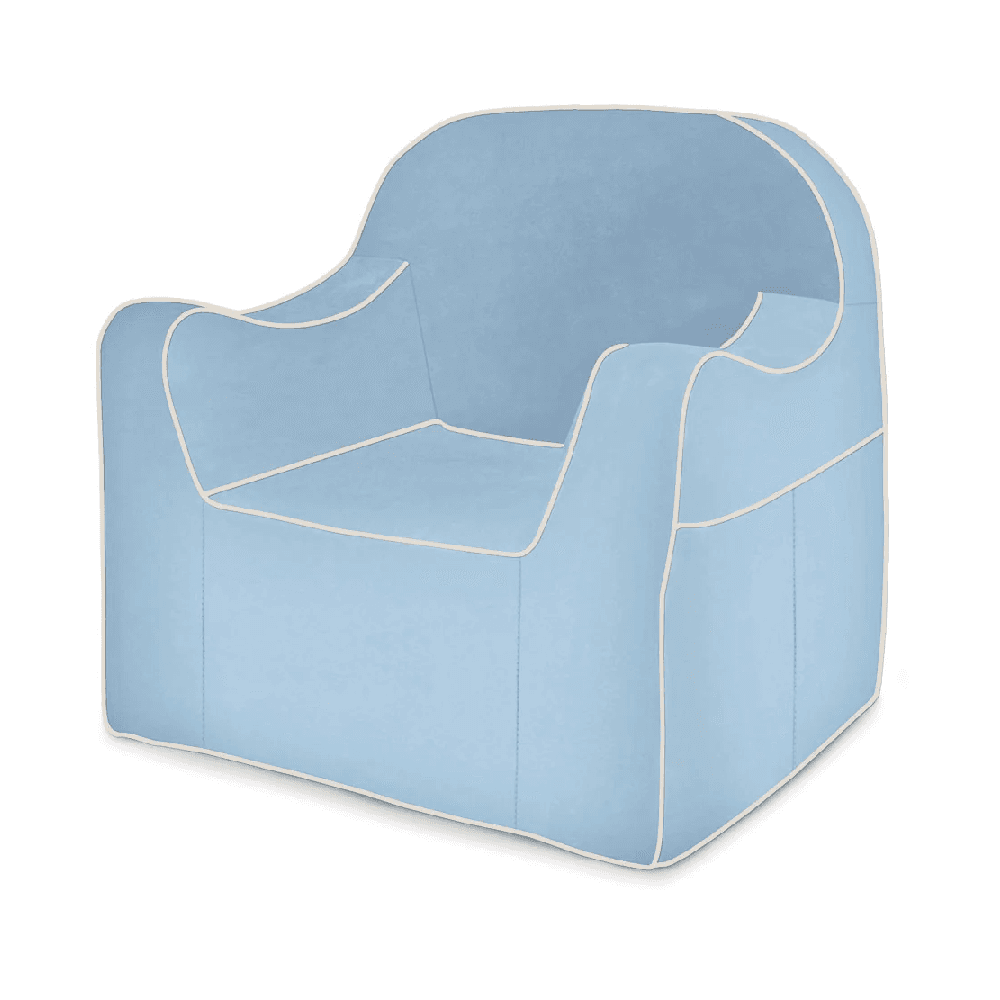 Montessori P'kolino Children's Reading Chair Light Blue With White Piping