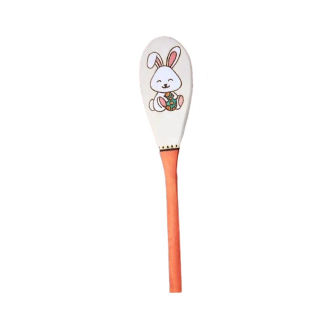 Montessori SueMadeThat Woodburned Mixing Spoon Easter Bunny A1