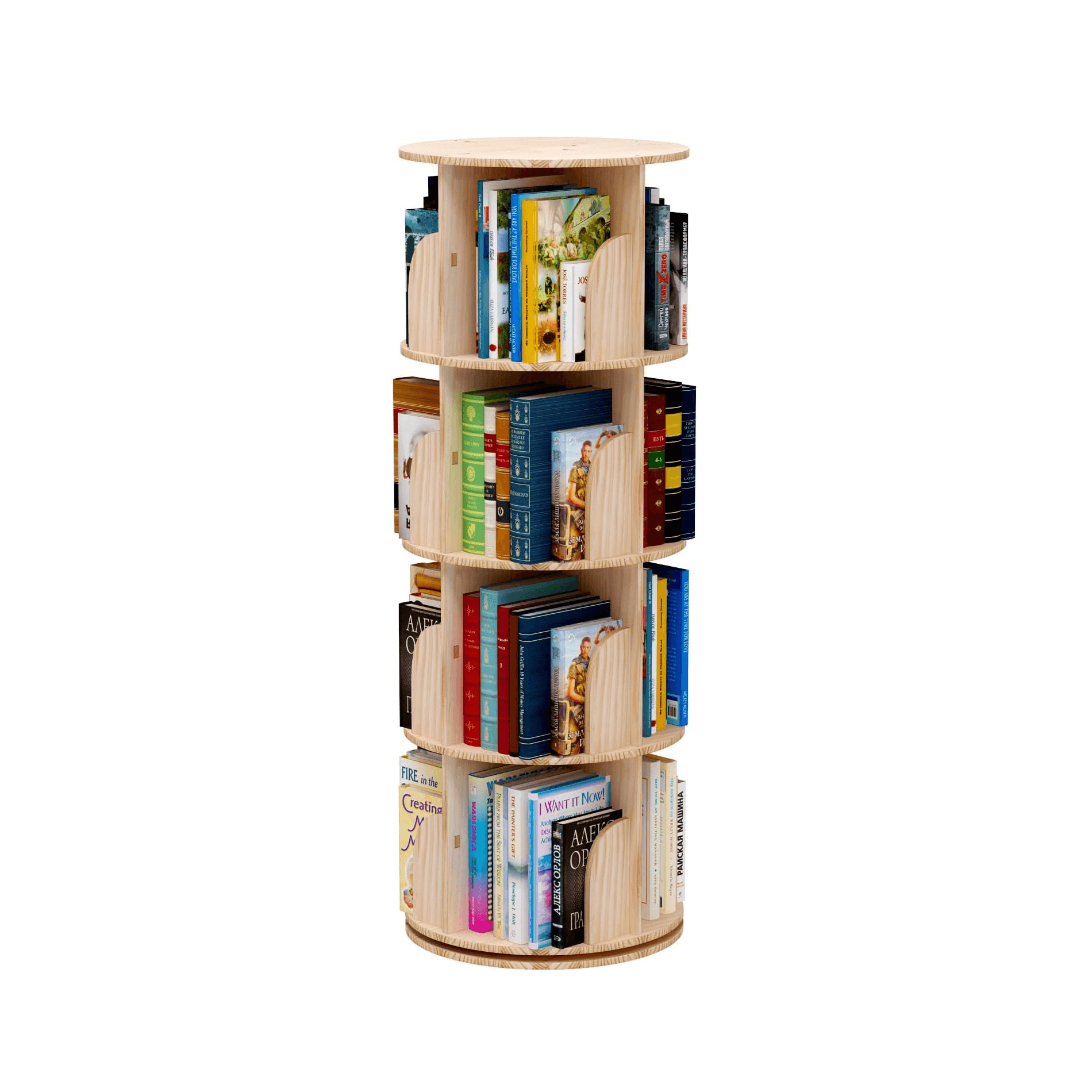 Montessori Bear Qiaqia Rotating Bookshelf 4-Tier Wood