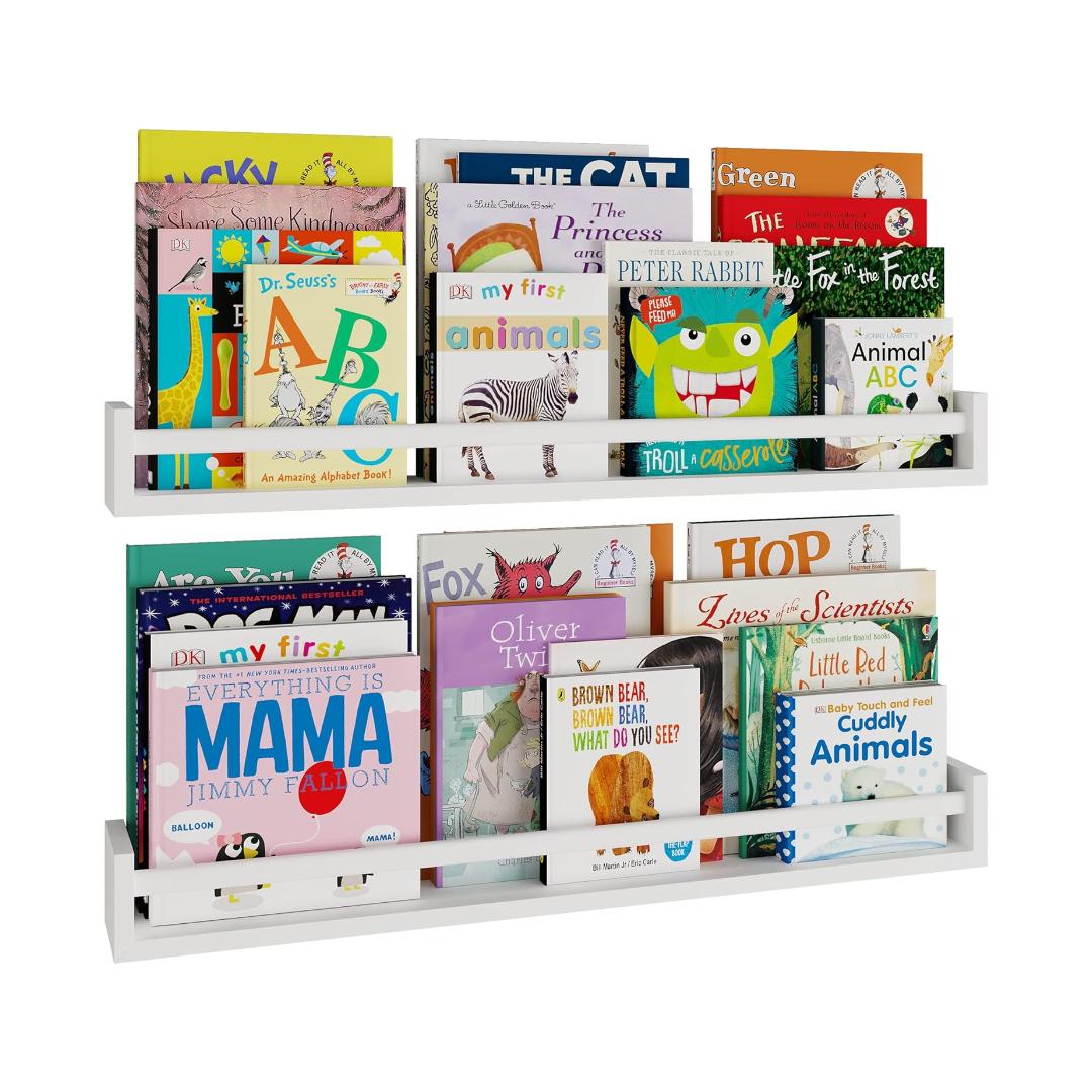 Montessori Wallniture Utah 32 Inches Floating Bookshelves Set of 2 White