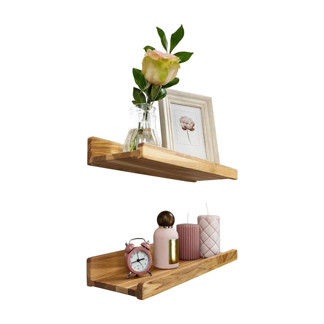 Montessori wood wedge floating shelves natural 16 inches set of 2