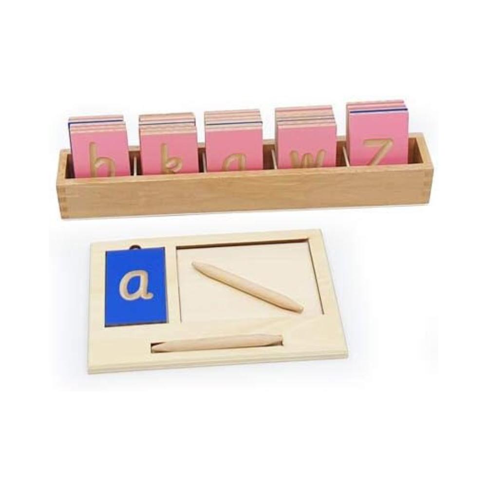 Montessori Amazing Child Montessori Mini Grooved Letter Tiles Lower Sassoon Case With Tray and Stylus