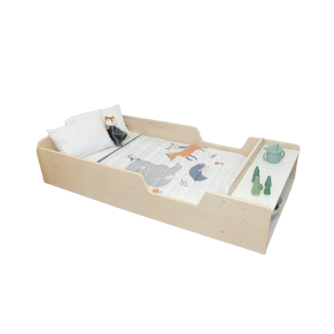 Montessori Sapiens Child Twin Floor Bed With Rails and Slats Birch Plywood
