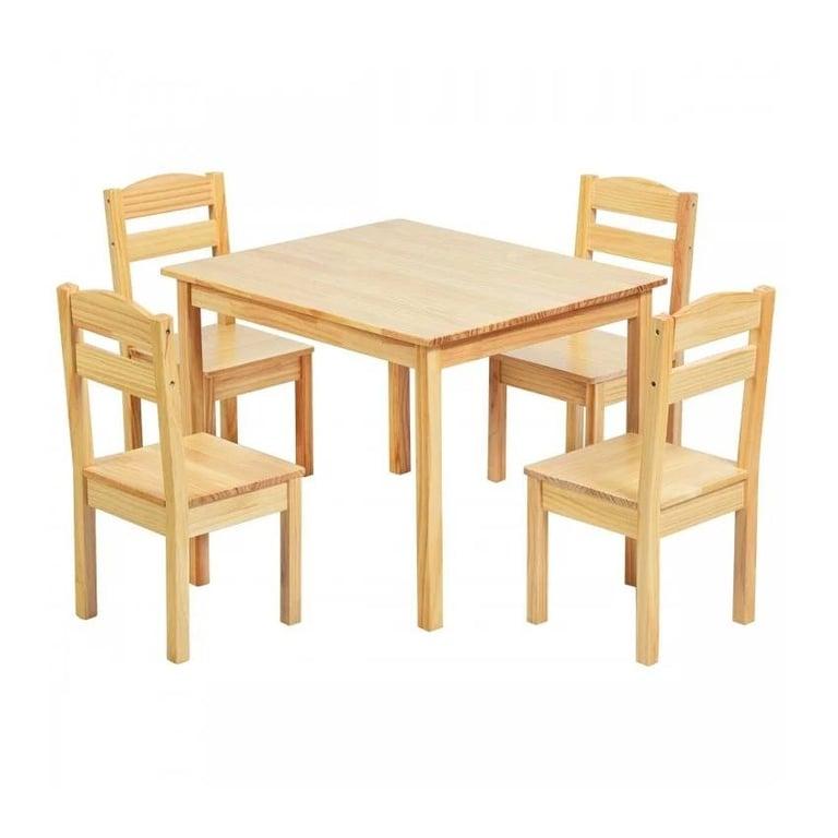 Montessori Costway 5 Pieces Kids Pine Wood Table Chair Set