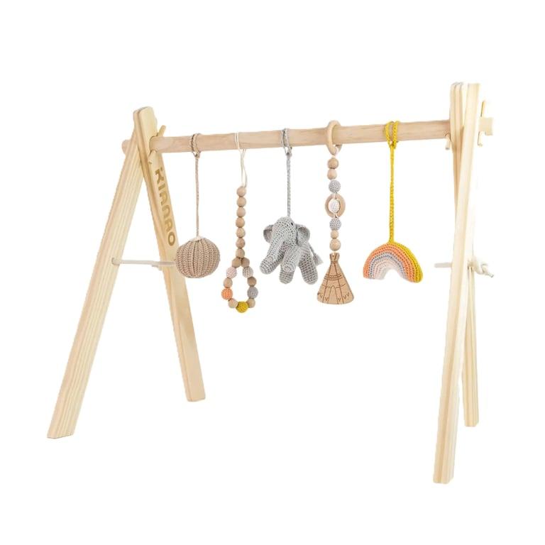 Montessori Kianao Wooden Baby Gym Rainbow Set With Animal Toys