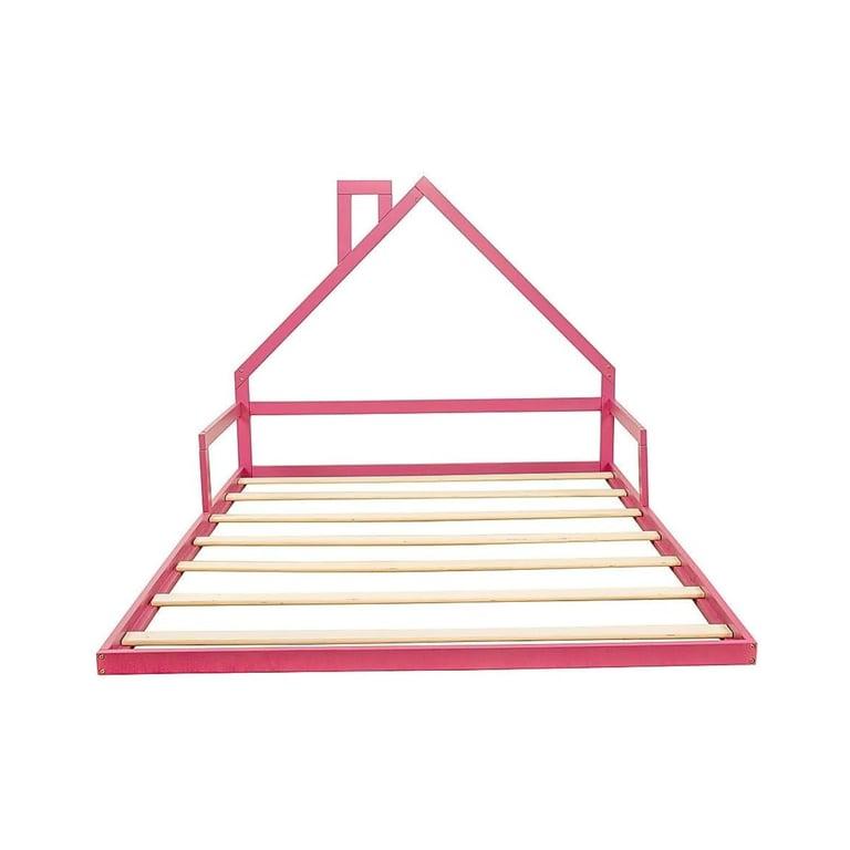 Montessori Palermo House Floor Bed Frame Double Pink