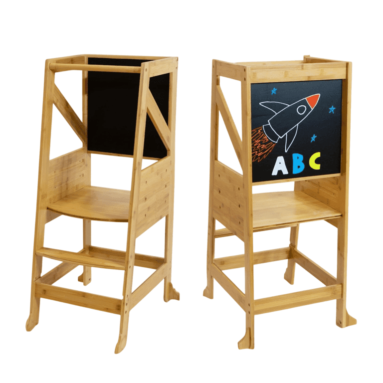 Montessori Regal Mountain Toddler Tower With Chalkboard and Whiteboard