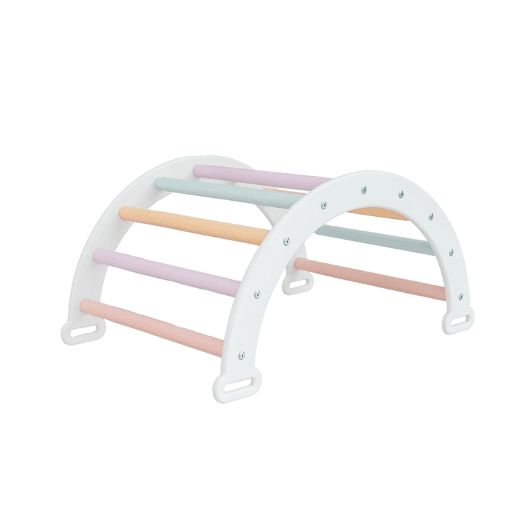 Montessori REU Wood and Hearts Large Climbing Arch White Pastel