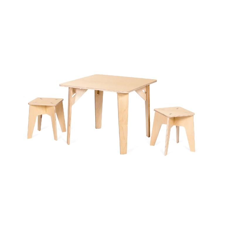 Montessori Sprout Kids Wooden Kids Table and Stools Finished Birch