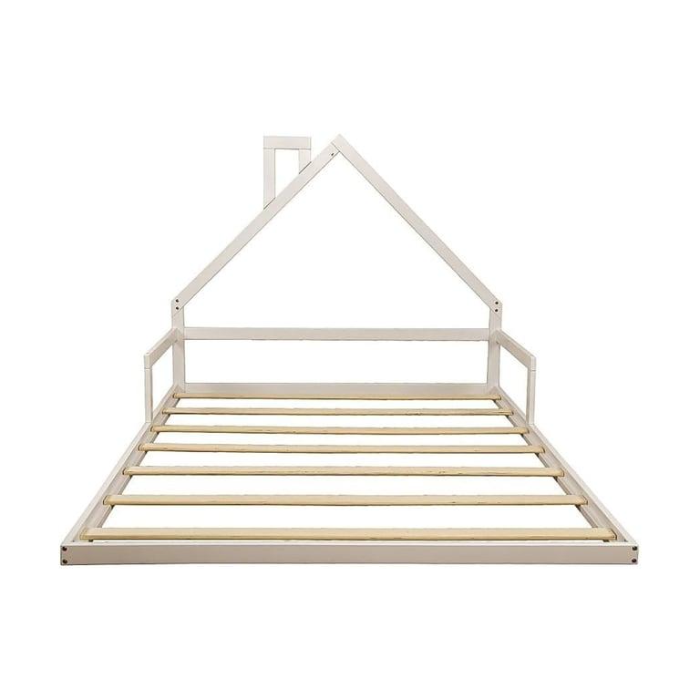 Montessori Palermo House Floor Bed Frame Double White