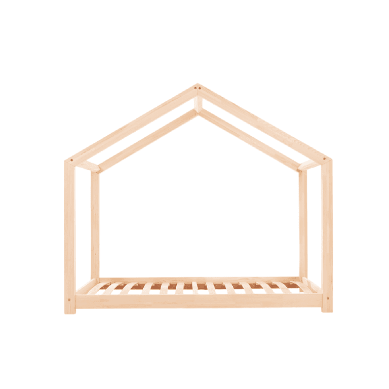 Montessori Tree Tale House Floor Bed Pipit Double Natural No Railing