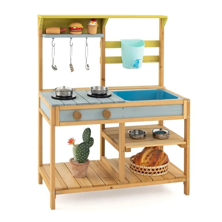 Montessori Costzon Mud Kitchen With Removable Sink, Water Box & Faucet Blue