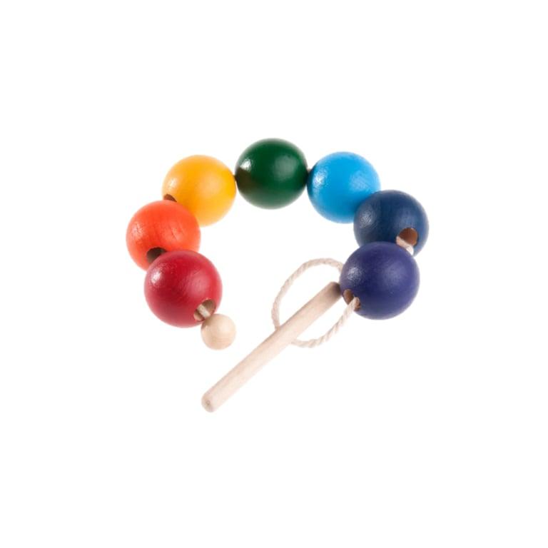 Montessori PoppyBabyCo Rainbow Wooden Beads Lacing Toy