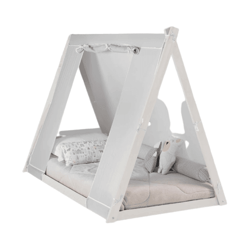 Montessori P'kolino Floor Bed Gray Tent With White Frame Twin