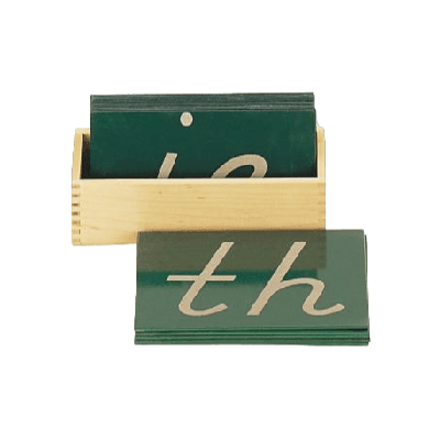 Montessori REU The Materials Company of Boston D'Nealian Style Double Sandpaper Letters With Box