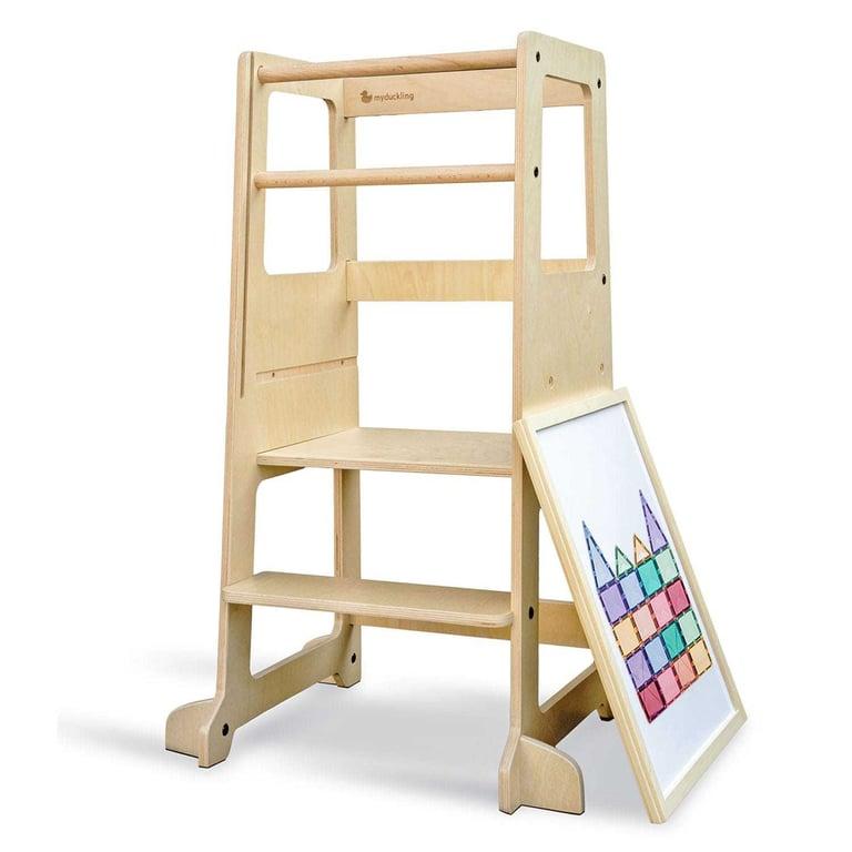 Montessori My Duckling LOLA Deluxe Toddler Tower With Removable Magnetic Drawing Board Natural