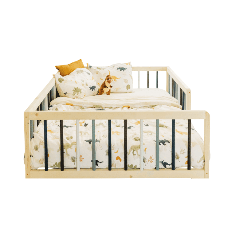 Montessori Simply Sori Full Size Floor Bed With Slats Blue