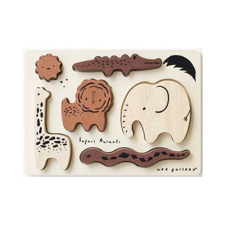 Montessori Wee Gallery Wooden Tray Puzzle Safari Animals