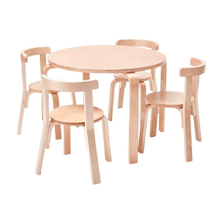 Montessori ECR4Kids 5-Piece Table and Chairs Set Contemporary Natural