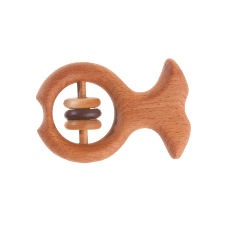 Montessori PoppyBabyCo Organic Wooden Rattle-Teether Fish