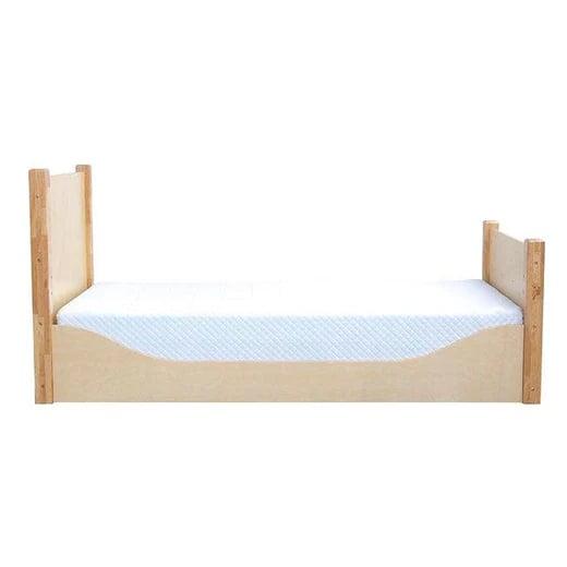 Montessori My Happy Helpers Adjustable Floor Bed Varnished White Baskets Twin