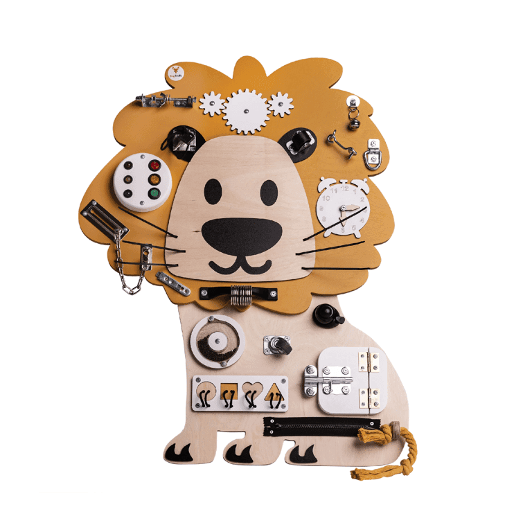Montessori Foxy Family Busy Board Edmund the Lion No Name No Stand