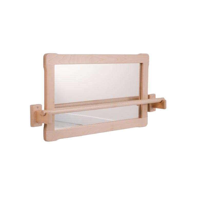 Montessori Woodjoy Mirror With Pull Up Bar Big and Long Natural