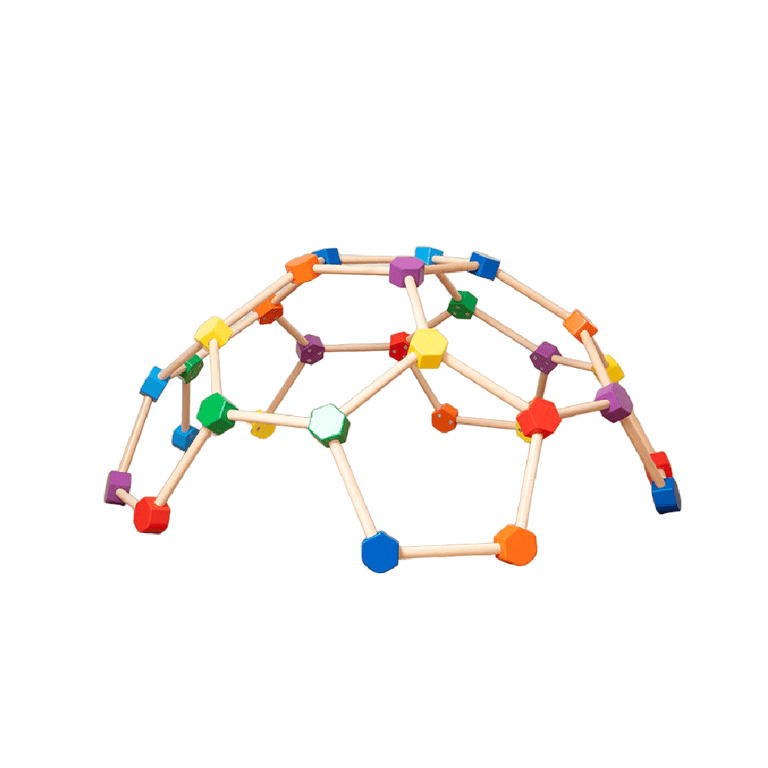 Montessori REU Wood and Hearts Climbing Dome Rainbow Medium