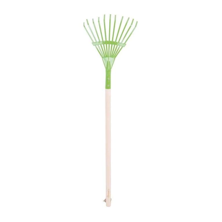 Montessori Bigjigs Toys Kids Long Handled Leaf Rake With Wooden Handle