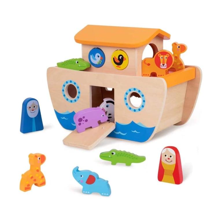 Montessori TOOKYLAND Wooden Noah's Ark Shape Sorter 17-Piece Set