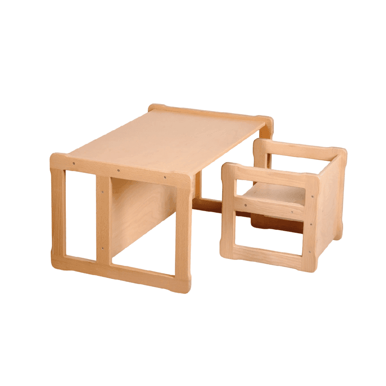 Montessori Woodjoy Big Bench Table and Chair Set Natural