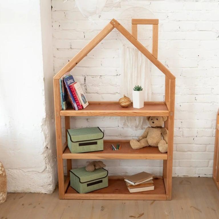 Montessori BusyWood Wooden House Shelf Natural 31.5 Inch