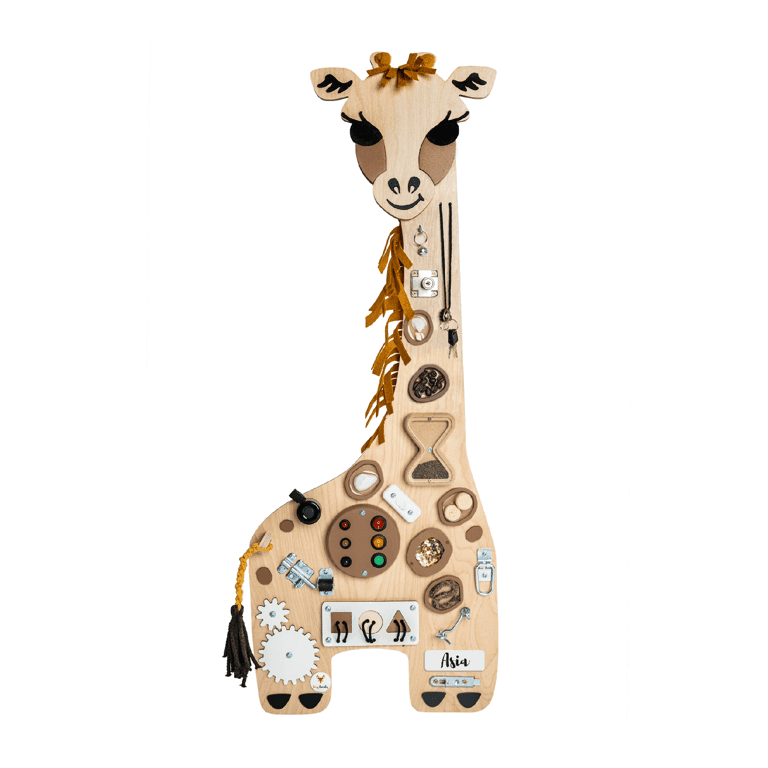 Montessori Foxy Family Busy Board Giraffe With Name No Stand