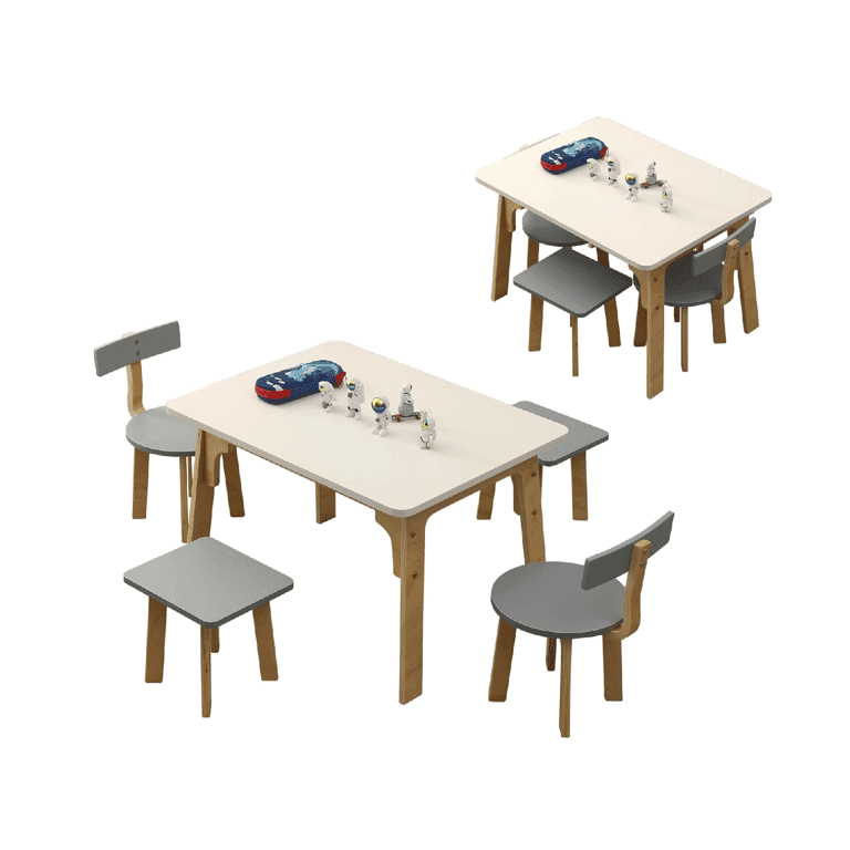 Montessori hoopyosms Table and 4 Chairs Set Gray