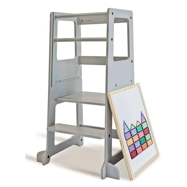 Montessori My Duckling LOLA Deluxe Toddler Tower With Removable Magnetic Drawing Board Grey