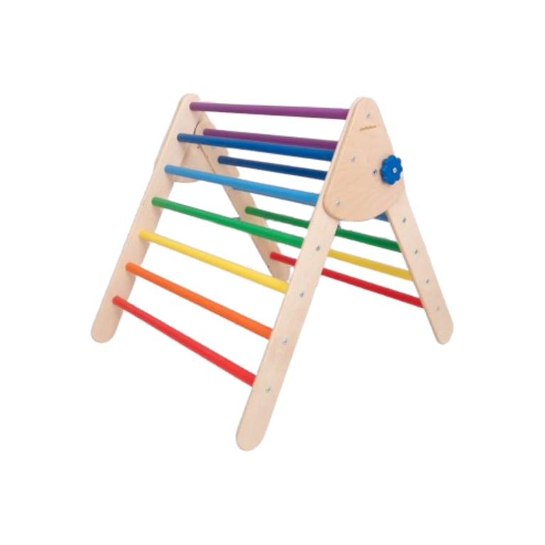 Montessori Wood and Hearts Foldable Triangle Large Natural Wood + Rainbow